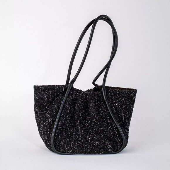 Proenza Schouler Large Black Tweed Leather Ruched Tote Women's Bag $1,090 - Picture 12 of 16